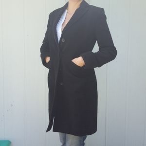 Black velour/velvet knee length coat